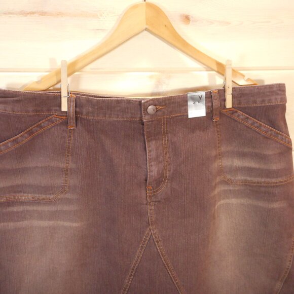 Venezia Womens size 20 Skirt Vintage NWT Brown Denim Western Cowgirl Knee-length - Picture 2 of 9